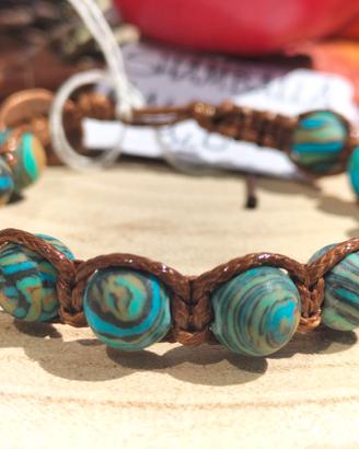 Bracciale Shamballa malachite blu