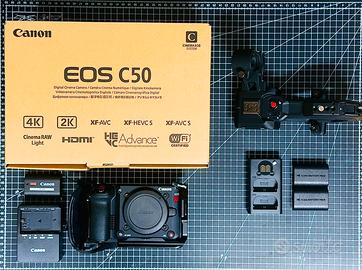 Canon c50 con cage smallrig e batterie aggiuntive