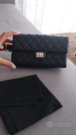 CHANEL UNIFORM MARSUPIO 2.55 in PELLE CAVIAR NERO