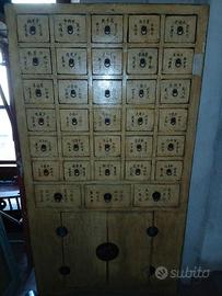 cassettiera da farmacia antica