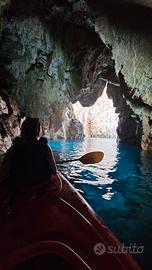 Kayak biposto + pagaie e carrellino trasporto