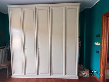 Armadio 5 ante, madia e comodini vero legno