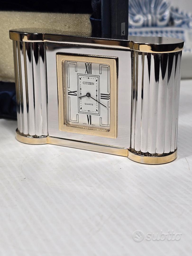 Réveil De Table Vintage Citizen HG 6520A Années 90 - Argent Avec Chiffres Romains - Occasion Comme Neuf