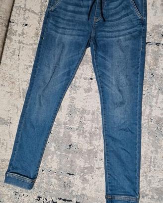Jeans Jogger in Denim con Elastico