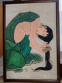 Arte giapponese, pannello dipinto su seta