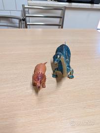 Lotto 2 Dinosauri Triceratopo e Sauropode Vintage 