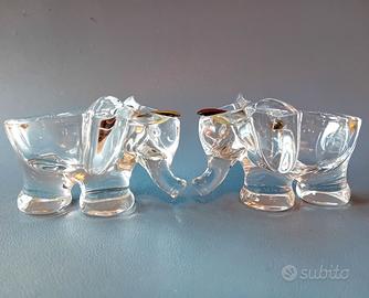 2 posacenere elefanti cristallo argento vintage