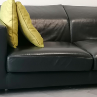 Divano vera pelle con pouf