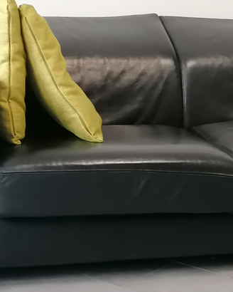 Divano vera pelle con pouf