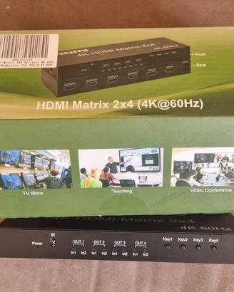 Matrice HDMI 2x4 switch e splitter per video in HD