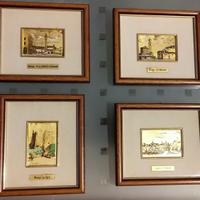 4 quadretti foglia d'oro. Vedute città di Rovigo