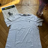 Maglia Ralph Lauren Bianca Logo Cavallo Blu Navy