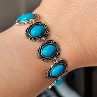 Bracciale boho chic argento e turchese 