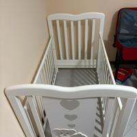 Lettino con materasso + rete+cuscino + paracolpi