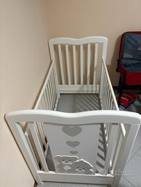 Lettino con materasso + rete+cuscino + paracolpi