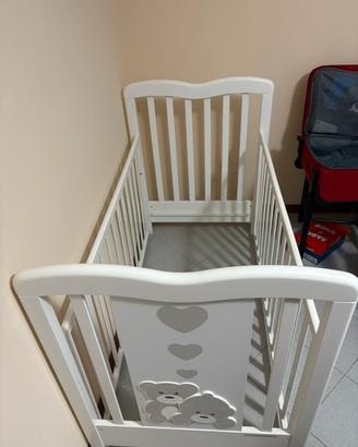 Lettino con materasso + rete+cuscino + paracolpi