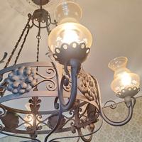 Lampadario in ferro battuto + applique - VINTAGE