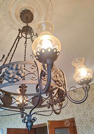 Lampadario in ferro battuto + applique - VINTAGE