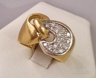 Anello vintage in oro giallo 18 kt e diamanti