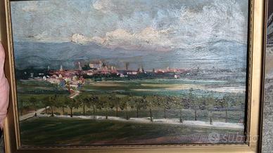 quadro d'epoca, veduta panoramica di Udine 