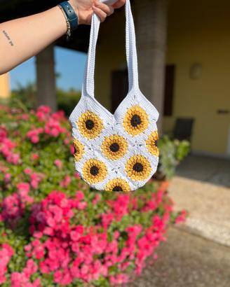 Borsa uncinetto girasoli