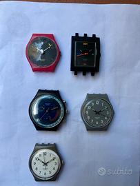 Lotto di 5 casse swatch vintage funzionanti.