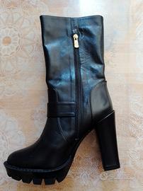 Stivali neri in pelle ALBANO