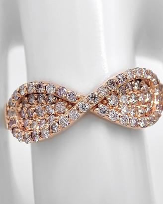 Anello con design infinito con diamante rosa...