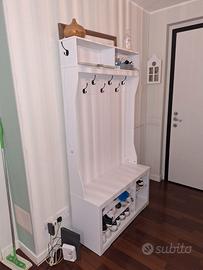 Appendiabiti con Scarpiera in legno bianco