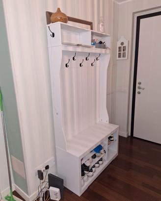 Appendiabiti con Scarpiera in legno bianco