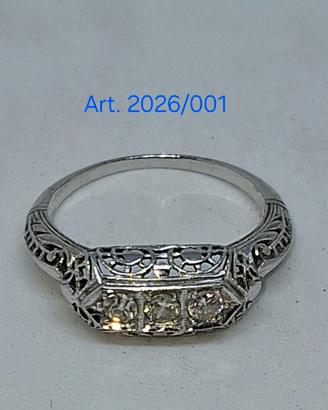 Anello Trilogy in oro bianco 9 kt inizi '900