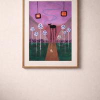 Poster surrealista contemporaneo con cornice