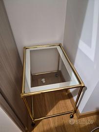 Set tavolini in cristallo e acciaio ottonato