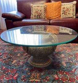 Tavolino in cristallo  con anfora