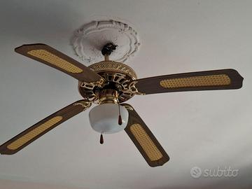 Ventilatore da soffitto 5 pale legno/rattan