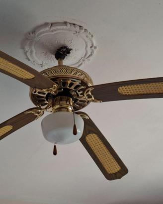 Ventilatore da soffitto 5 pale legno/rattan