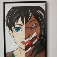Disegno Attack on Titan con Cornice 