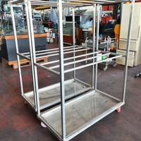 2 carrelli inox da macelleria usati