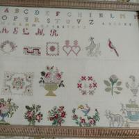 🌸 Antico ricamo con alfabeto e motivi floreali – 