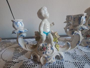 coppia di candelabri ceramica Bassano 