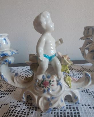 coppia di candelabri ceramica Bassano 