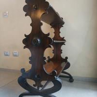 ETAGERE di fine 800 in palissandro - ruote ottone