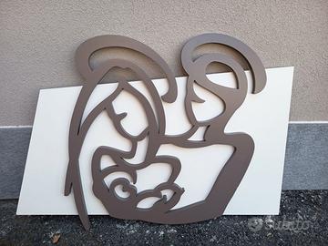 Capezzale sacra famiglia bianco tortora laser art