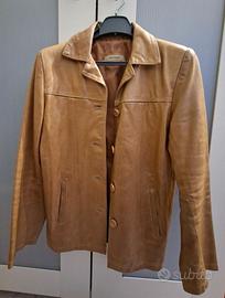 Giacca Ferrone vintage in vera pelle beige