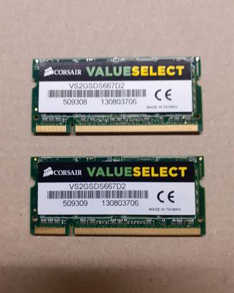 Lotto di 2 RAM DDR2 Sodimm 4gb (2+2)