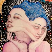 Quadro dipinto a mano, tecnica mista su carta