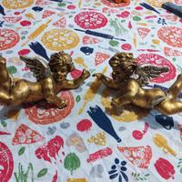Coppia putti alati intagliati inizi '900.