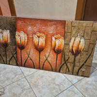 Quadro moderno con fiori in rilievo – 140x70 cm