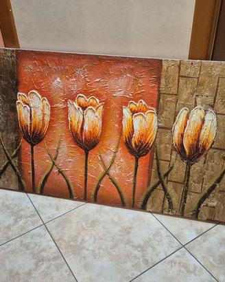 Quadro moderno con fiori in rilievo – 140x70 cm