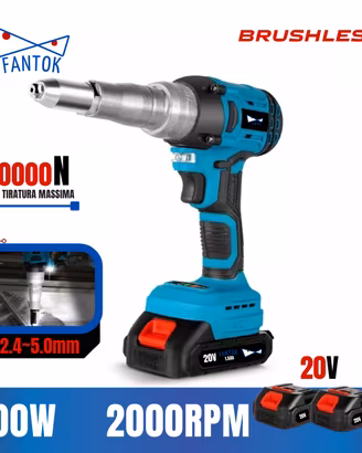 Rivettatrice a batteria 20V da 2,4 a 5mm Brushless